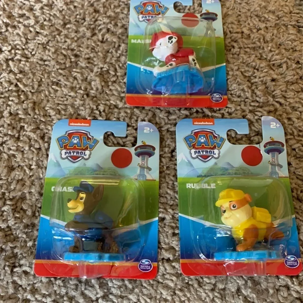 3 Paw Patrol Mini Figures Cake Topper Chase Marshall Rubble